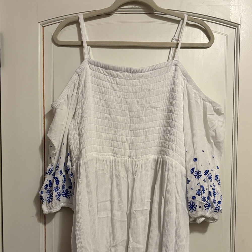 Torrid White and Blue Floral Mini Dress